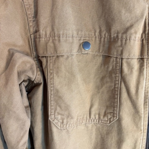 COLUMBIA Sz L Loma Vista Tan Driving Coat Jacket Zip Up Funnel Collar Unlined - Picture 4 of 11